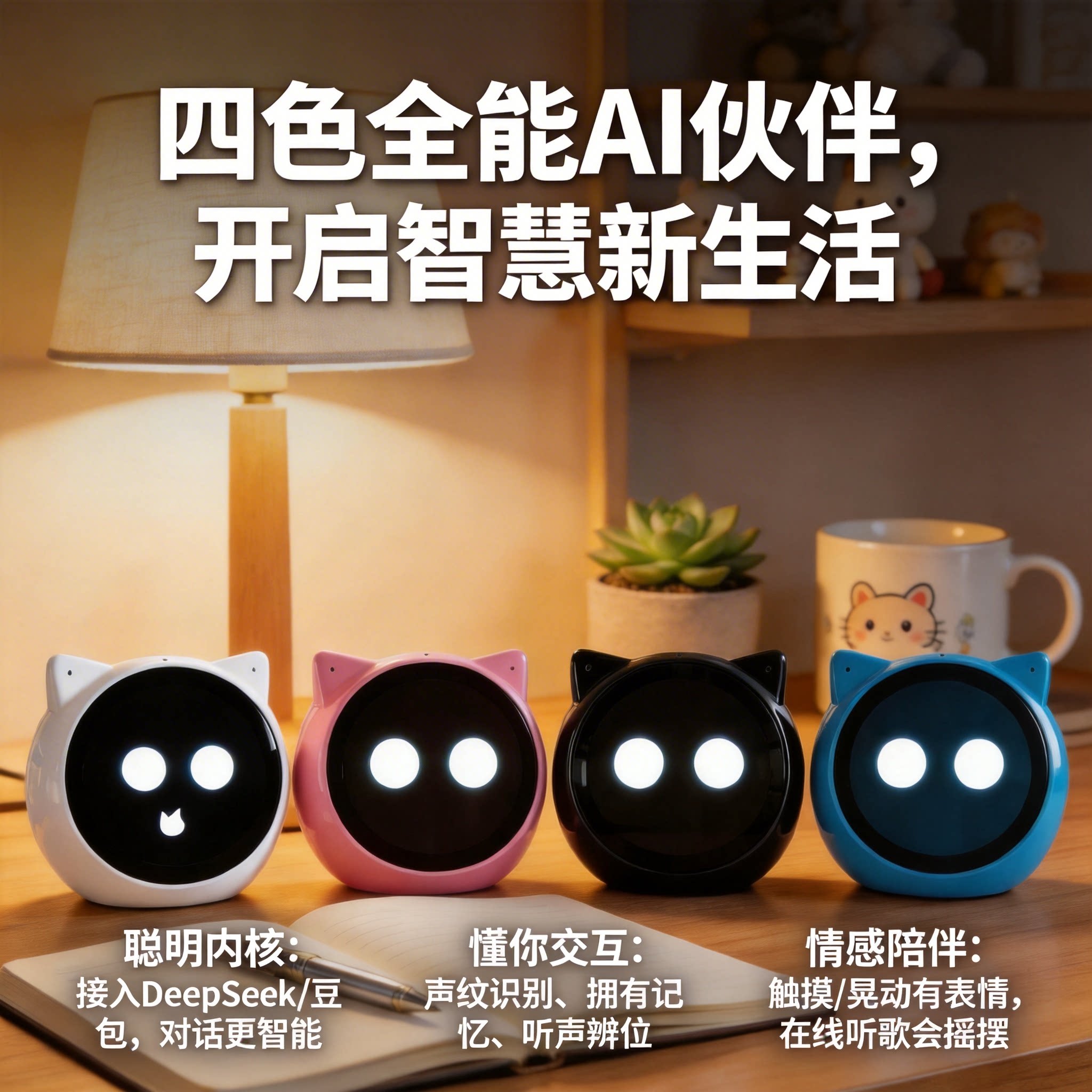 乐鑫EchoEar喵伴Deepseek豆包桌面智能小智ai聊天机器人