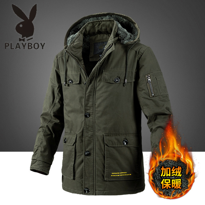 冬季棉衣男加绒加厚工装纯棉