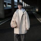 cityboy宽松连帽风衣多口袋立体男毛呢大衣ADY09P120，男装风衣，电商A070