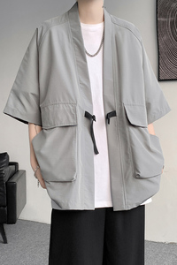 复古日系禁欲性冷淡工装风道袍禅服和服男短袖衬衫 CS920 P60图片
