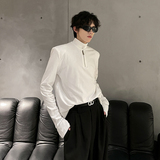 垫肩款珍珠拉链装饰半高领设计感T恤韩版厚打底衫长袖CD2258P58，男装T恤，电商A070