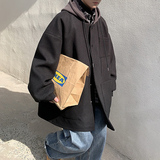 简约中长款风衣连帽撞色宽松青少年bf男毛呢大衣DY09P120，男装风衣，电商A070