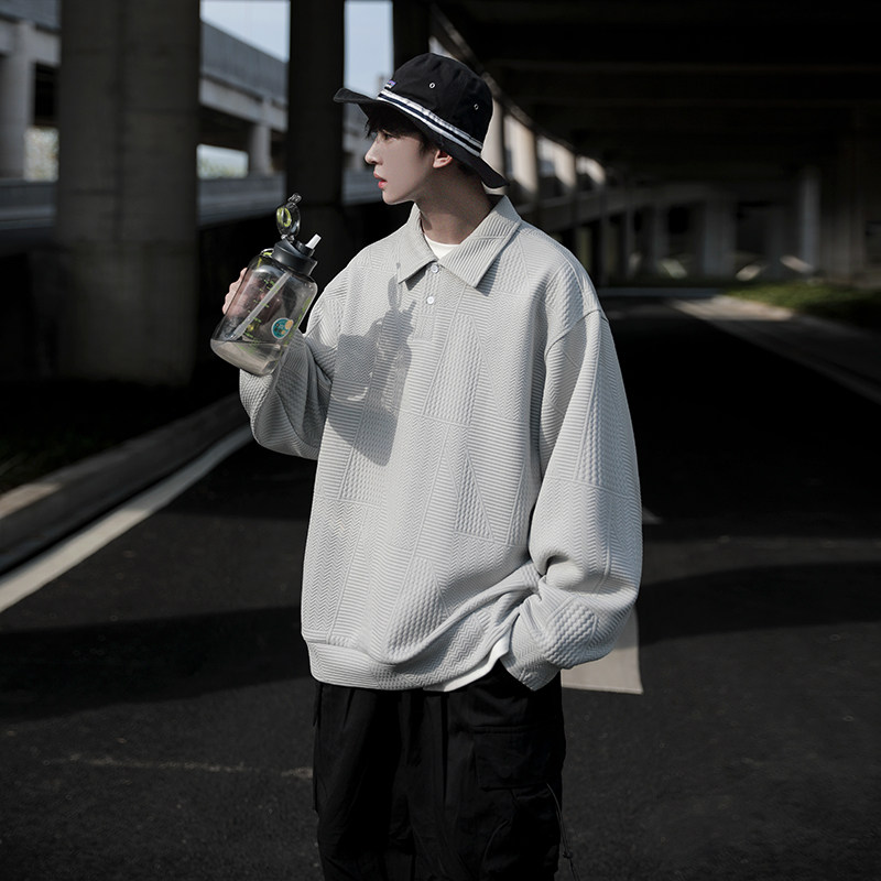 cityboy大男孩穿搭时尚polo衫宽松翻领百搭卫衣ACT09P60,男装卫衣,电商A070