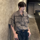 小众复古着感短袖衬衫夏新学生民族风廓形休闲衬衣CS925P48，男装衬衫，电商A070