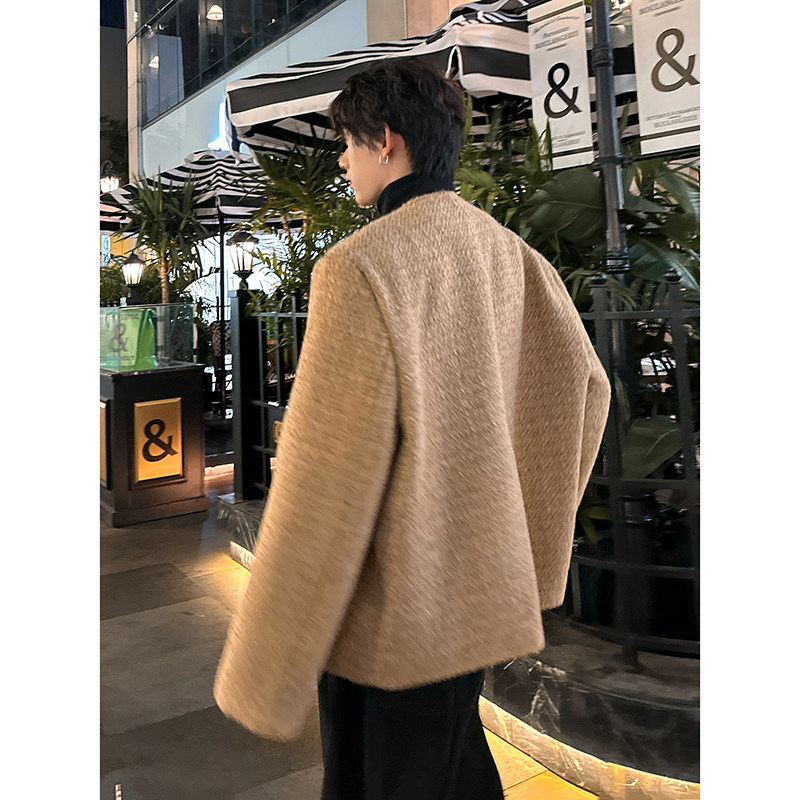 垫肩款高定小香风双排扣西服外套轻奢短款男毛呢夹克JK359P128,男装夹克,电商A070