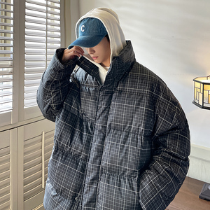 个性格子加厚连帽棉服 男外套潮 棉衣 MF130 P115图片