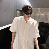 垫肩小众设计感短袖衬衣高级感立体廓形痞帅韩版男衬衫CS933P58，男装T恤，电商A070