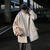 cityboy宽松连帽风衣多口袋立体男毛呢大衣ADY09P120，男装风衣，电商A070