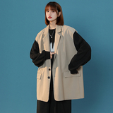 休闲西装马甲男痞帅宽松无袖中性风纯色马夹X207P65，男装西服套装，电商A070