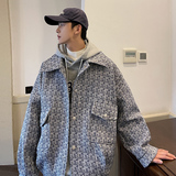 小香风冬休闲宽松翻领外套高级感男士夹克潮JK123P98控128，男装夹克，电商A070