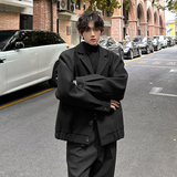 设计感短款呢子西装夹克厚外套痞帅老钱风男毛呢大衣SJK122P98，男装夹克，电商A070