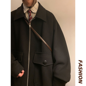毛呢大衣外套大口袋宽松夹克痞帅潮流男呢子大衣 AJK335 P108图片