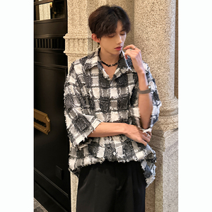 肌理感溜须潮牌宽松衬衫夜店风短袖男衬衫  AS917 P45图片