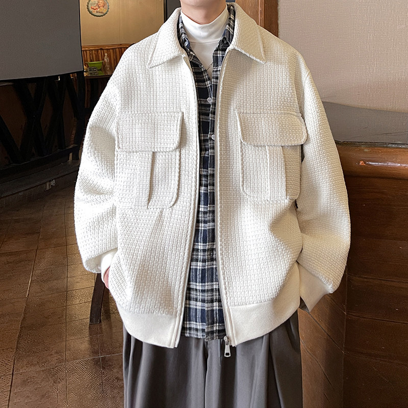 立体感格型oversize宽松呢大衣厚保暖外套男休闲夹克JK336P108,男装夹克,电商A070