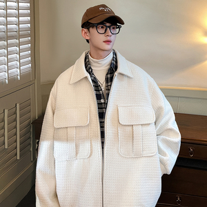立体感格型oversize宽松呢大衣厚保暖外套男休闲夹克 JK336 P108图片