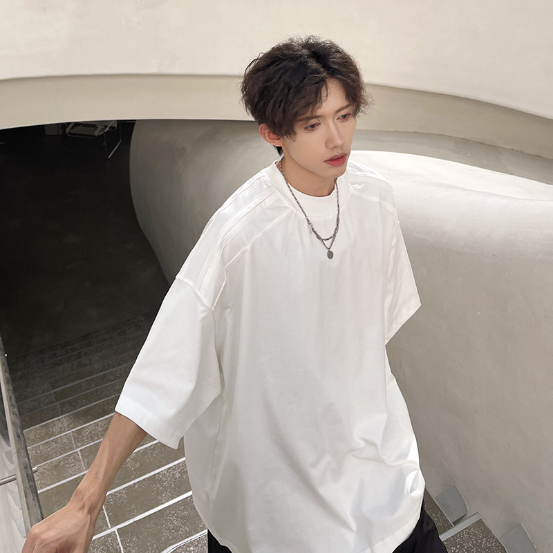 设计师款 简约立体肩宽领复古朴素风tee男短袖 CD1040 P38图片