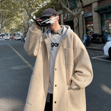 毛呢大衣宽松中长款风衣加厚夹棉男流行连帽呢大衣潮Y09P120，男装风衣，电商A070