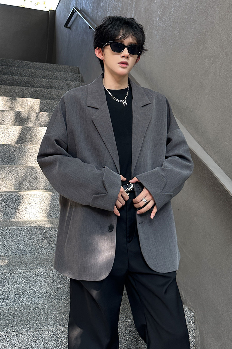 设计感高街痞帅宽松休闲西服外套韩版高级感男小西装MZ201P85,男装西服,电商A070