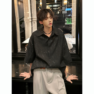 风肌理感金属宽松衬衣 休闲男衬衫 CS923 P48图片