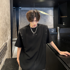 小众设计立体感高级潮牌男装金属装饰T恤新款夏男短袖CD1049P48