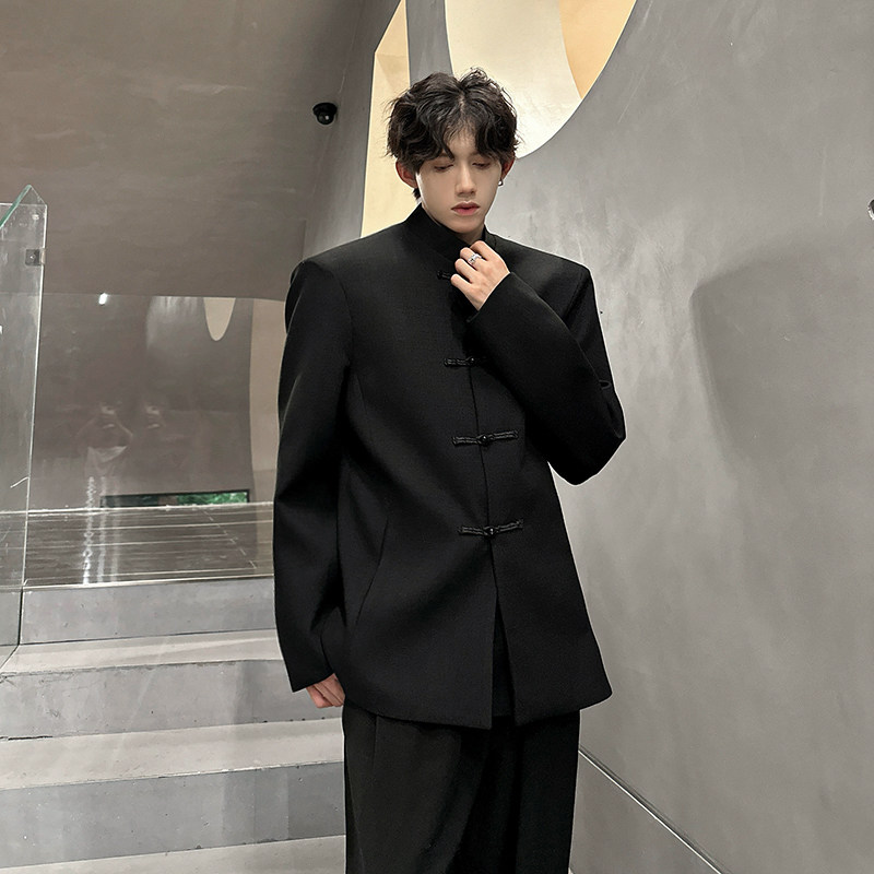 垫肩新中式盘口中山装立领西装外套风夹克小西服JK344P108,男装西服,电商A070