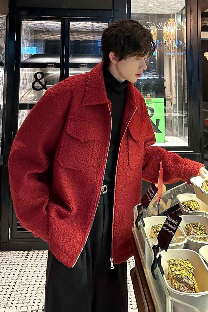 毛呢小香风外套男高级感短款厚呢子上衣轻奢痞帅夹克JK361P118,男装夹克,电商A070