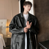 OVERSIZE美式潮流反光夜光宽松翻领夹克外套男皮衣KP704P108，商品下架区，电商A070