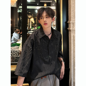 风肌理感金属宽松衬衣 休闲男衬衫 CS923 P48图片