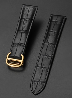 皮表带折叠扣男真皮女款14 20 22mm18手表配件适用坦克浪琴欧米茄