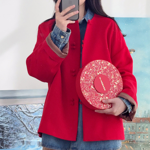【ANOFREE ME】新年的红色叙事幸运红新中式国风精致盘扣羊毛外套
