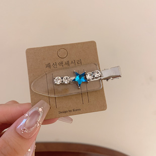 甜酷点钻侧边发夹无痕发夹星星花朵醋酸鸭嘴夹发卡发饰