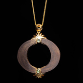 天然印尼加里曼丹沉香沉水镶嵌18K黄金吊坠项链首饰品 无极