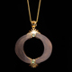 天然印尼加里曼丹沉香沉水镶嵌18K黄金吊坠项链首饰品 无极