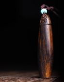 越南惠安系天然沉香吊坠黑油沉水挂件香料精工雕刻复古饰品9.3克