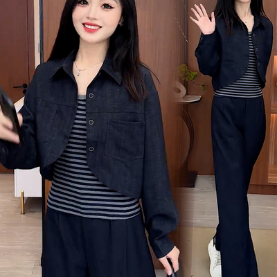 时尚牛仔套装女2025春季新款