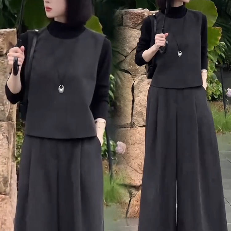 时尚套装女2025秋季马甲三件套