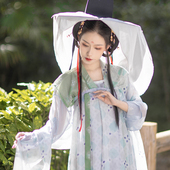 唐制十二破圆领齐胸衫 摸鱼儿 薄荷之夏 裙唐褙子印花原创汉服