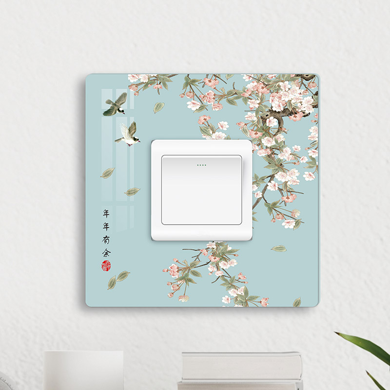 亚克力开关贴中式墙贴国风开关装饰床头灯插座保护套防脏遮丑插座