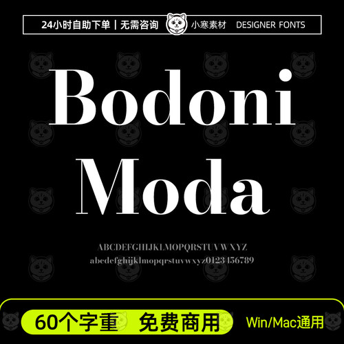 Bodoni Moda 可商用复古英文衬线可变字体Ps/Ai/Cdr设计素材字库