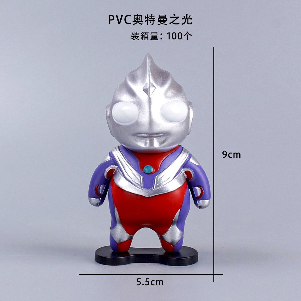 实心q版pvc咸蛋超人蓝胖子奥特曼可爱风手办模型 车载装饰