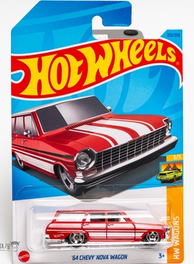 2023M-222号 '64雪佛兰NOVA WAGON红色风火轮火辣小跑车hotwheels