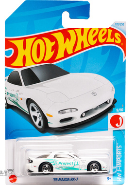 2024J-170号 '95 马自达RX-7 白色风火轮火辣小跑车hotwheels