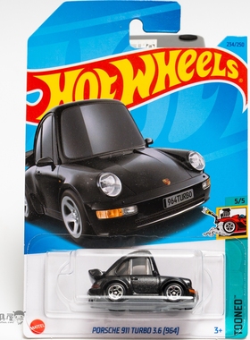 2023Q-234号保时捷911 TURBO 3.6[964]黑色风火轮小跑车hotwheels