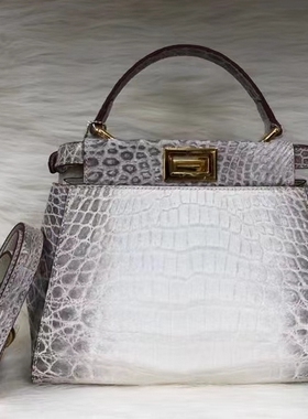 进口鳄鱼皮女包时尚新款女士单肩斜挎包真皮潮流晚宴手提包白色包