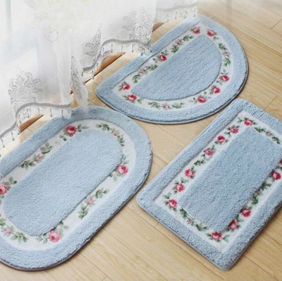 田园玫瑰花朵半圆地垫防滑吸水