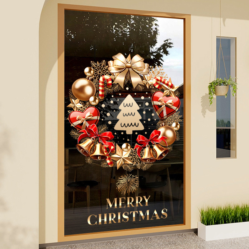 圣诞节装饰品玻璃贴纸电影院场景布置创意窗贴节日氛围道具门贴画