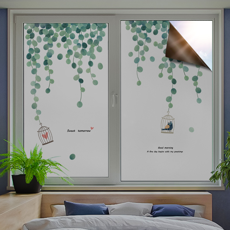 卧室玻璃贴膜全遮光不透人卫生间窗户贴纸磨砂贴防窥窗纸静电门贴