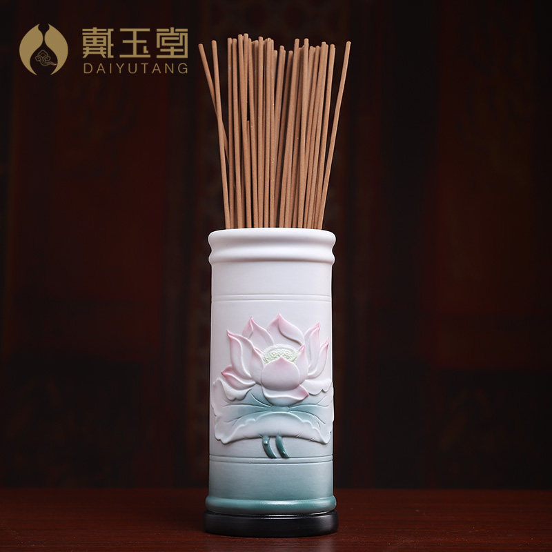 戴玉堂陶瓷《荷韵香筒》香炉家用供佛香筒插花家用香筒装香的香桶