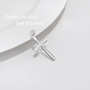 十字架项链纯银男女足银990吊坠满天星百搭饰品配件情侣生日礼物
