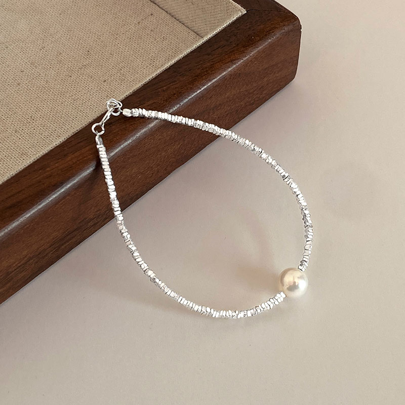 S999纯银碎银子手链天然珍珠2025爆款足银手链高级感闺蜜女生手饰